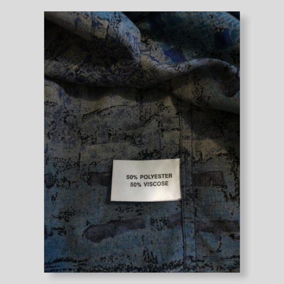 Abstract Pattern Shirt Mens Size XL Blue Short Sleeve Pocket Shirt - Picture 7 of 7